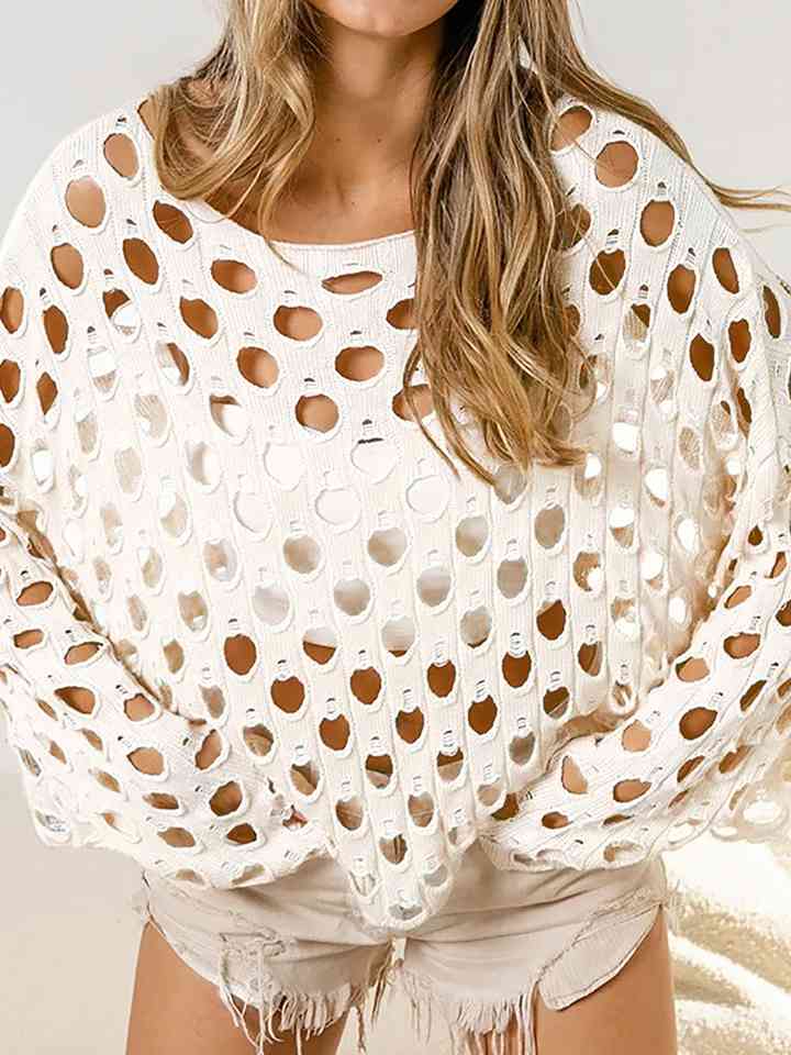 Cutout Round Neck Knit Top