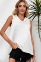 Frilled Trim V-Neck Textured Tank