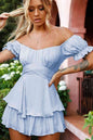 Off Shoulder Flounce Sleeve Romper