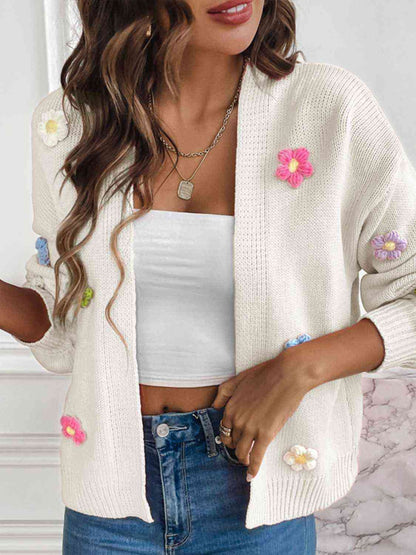 Floral Long Sleeve Open Front Cardigan