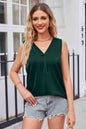 V-Neck Curved Hem Satin Tank