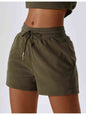 Drawstring Smocked Waist Sports Shorts