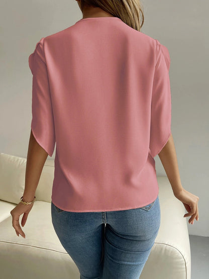 V-Neck Short Sleeve Blouse