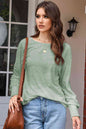 Round Neck Smocked Long Sleeve Blouse