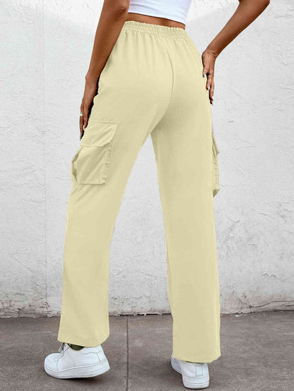 Elastic Waist Straight Leg Cargo Pants