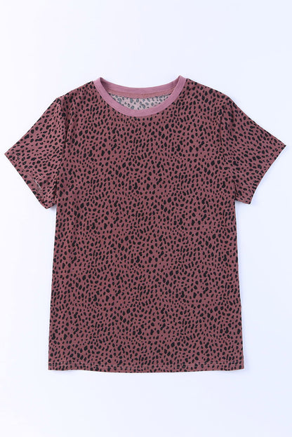 Animal Print Round Neck Short Sleeve T-Shirt