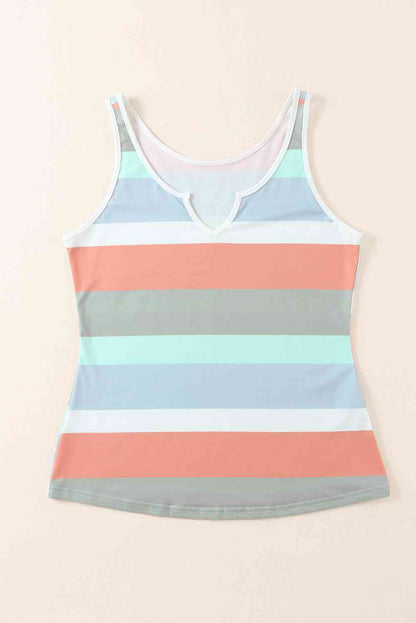 Striped Notched Neck Tank