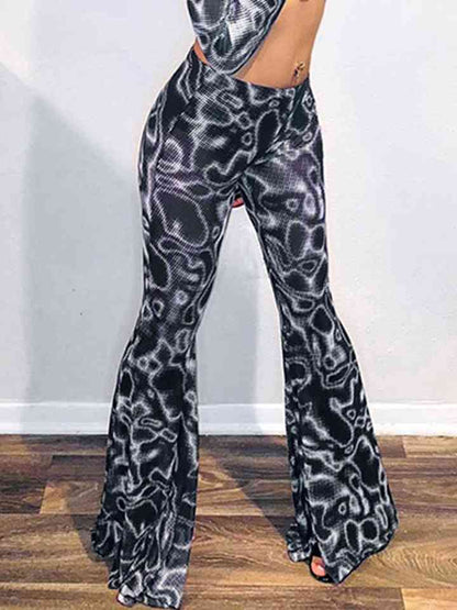 Printed Long Flare Pants