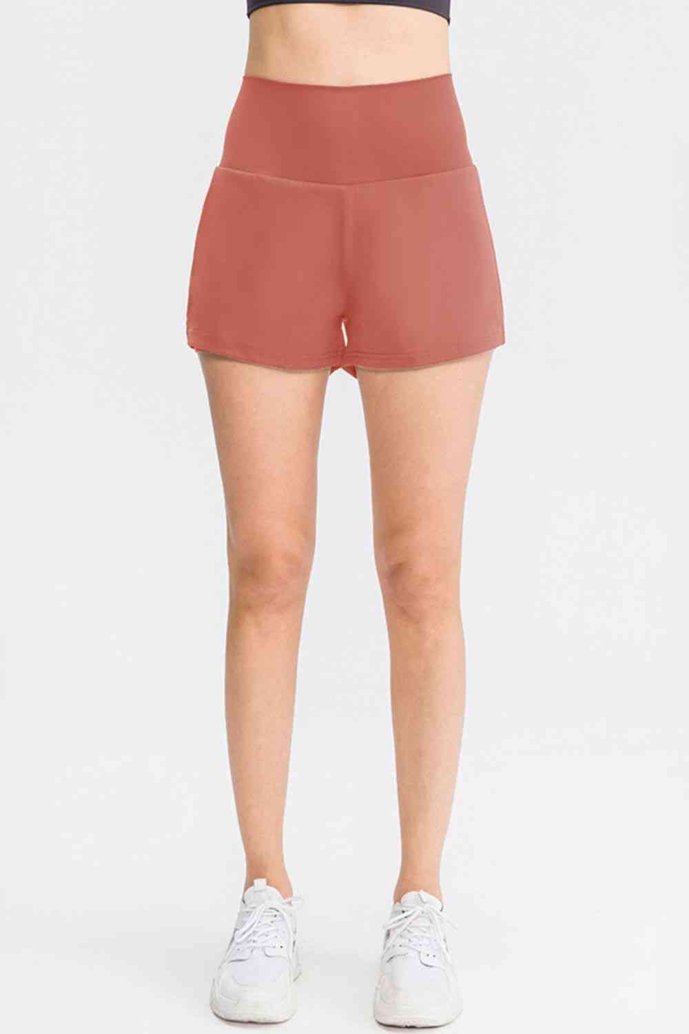 Wide Waistband Sports Shorts with Pockets