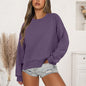 Round Neck Drop Shoulder Long Sleeve Sweatshirt