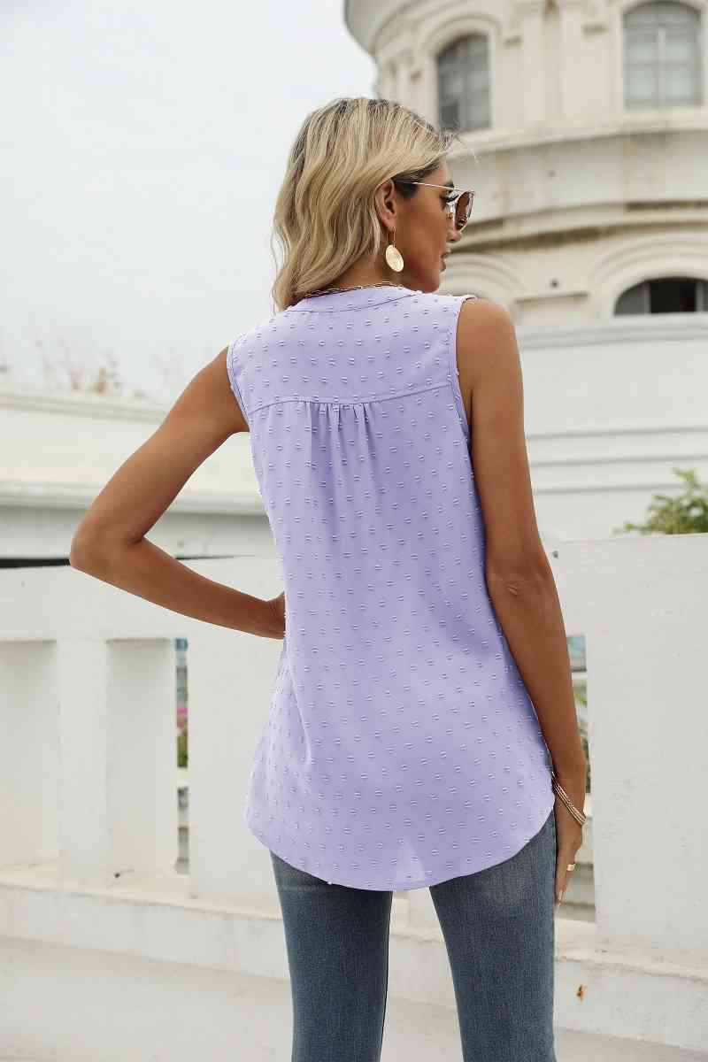 Swiss Dot Notched Neck Tank