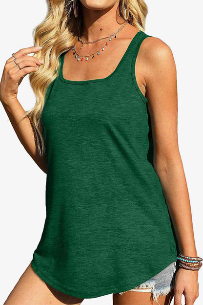 Curved Hem Square Neck Tank