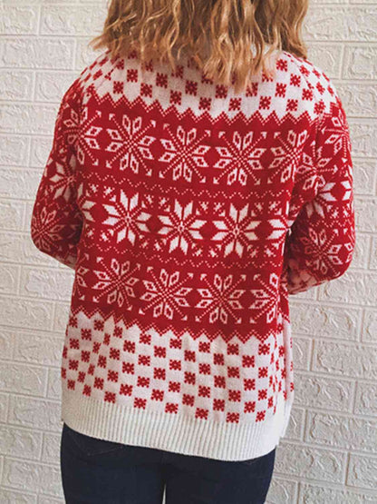 Snowflake Pattern Long Sleeve Sweater