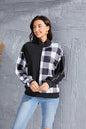 Plaid Exposed Seam Long Sleeve Blouse