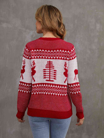 Christmas Theme Round Neck Sweater