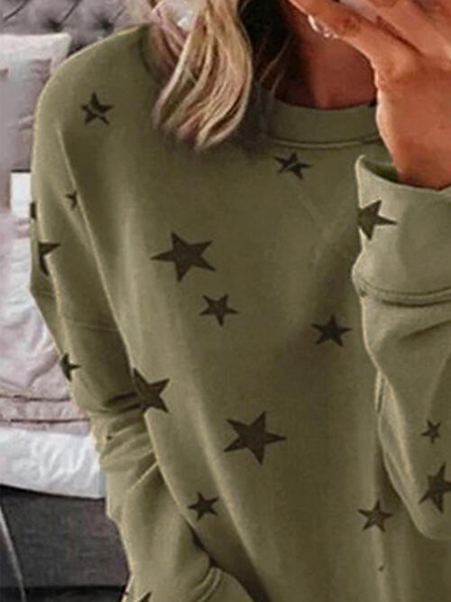 Star Print Long Sleeve Top