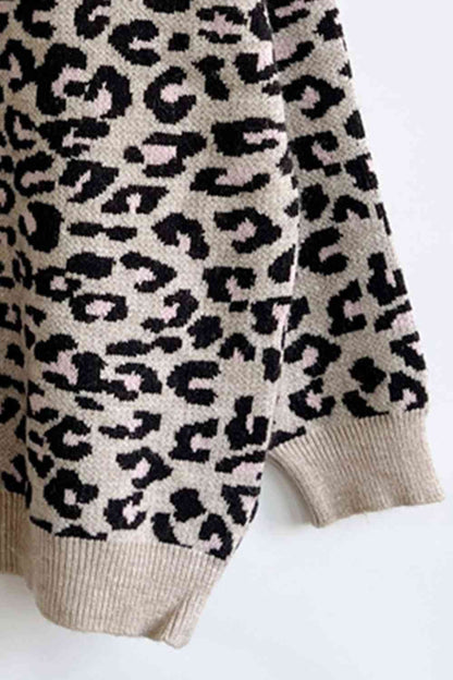 Leopard Round Neck Long Sleeve Sweater