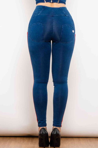 Side Stripe Zip Closure Skinny Jeans