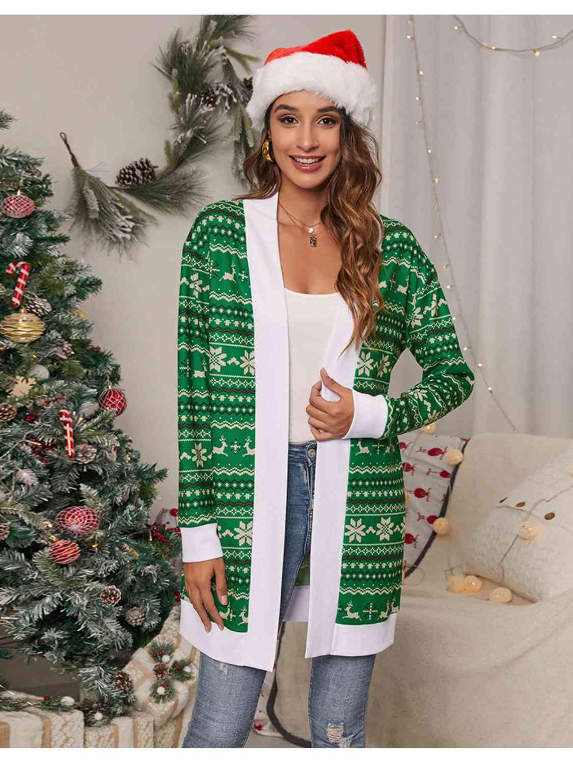 Christmas Open Front Cardigan