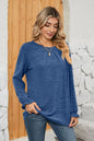 Ruched Round Neck Flounce Sleeve T-Shirt