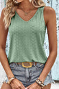 Twist Back V-Neck Eyelet Tank