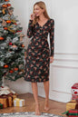 Christmas Element Print Long Sleeve Dress