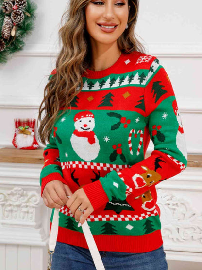 Christmas Theme Round Neck Sweater