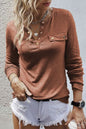 Half Snap Round Neck Long Sleeve T-Shirt