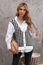 Houndstooth Button Front Sweater Vest