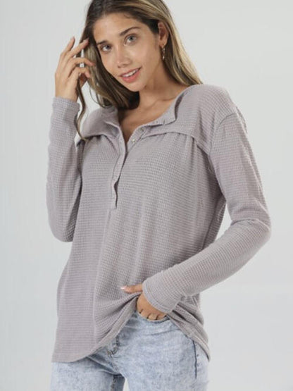 Half Button Long Sleeve T-Shirt