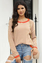 Striped Round Neck Drop Shoulder T-Shirt