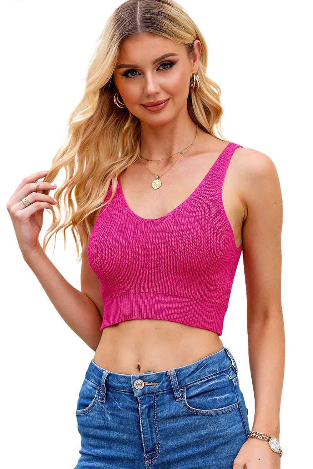 V-Neck Ribbed Knit Tank