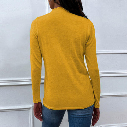 Drawstring Mock Neck Long Sleeve T-Shirt