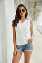 Lace Scalloped Keyhole V-Neck Tank