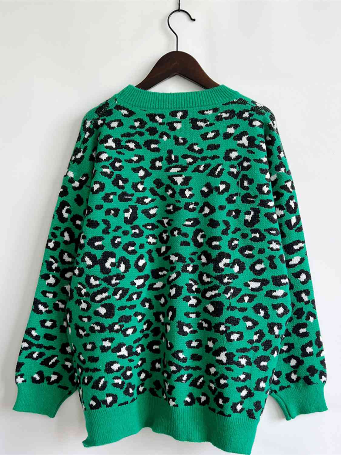 Leopard Round Neck Long Sleeve Sweater