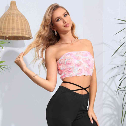 Floral Detail Cropped Tube Top