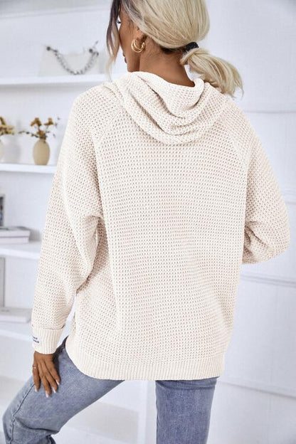 Drawstring Long Sleeve Hooded Sweater