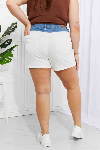 Judy Blue Desiree Full Size High Waisted Two-Tone Shorts