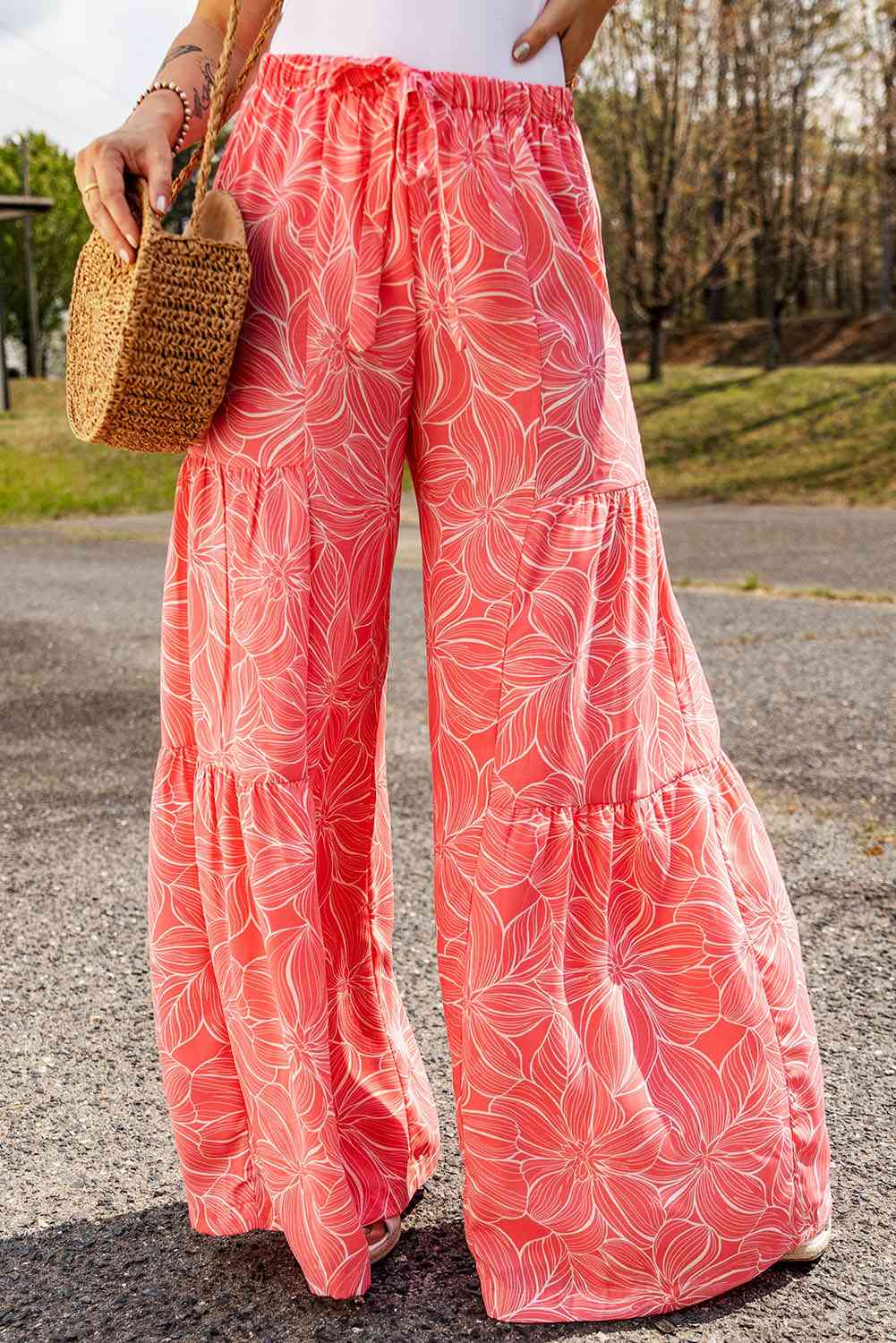 Floral Tiered Wide Leg Pants