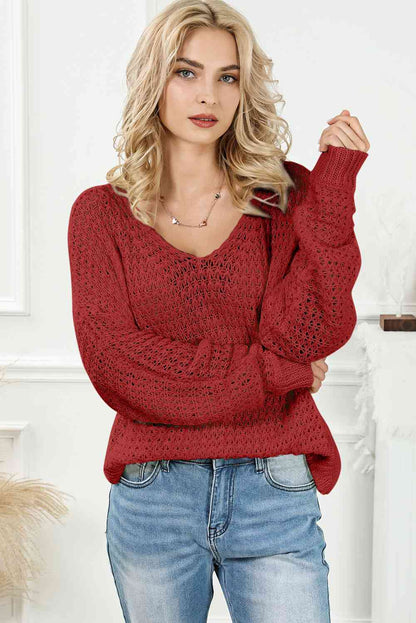 V-Neck Slit Knit Top