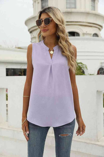 Sleeveless Notched Neck Top