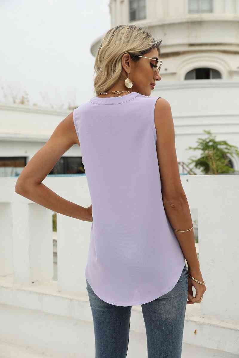 Sleeveless Notched Neck Top