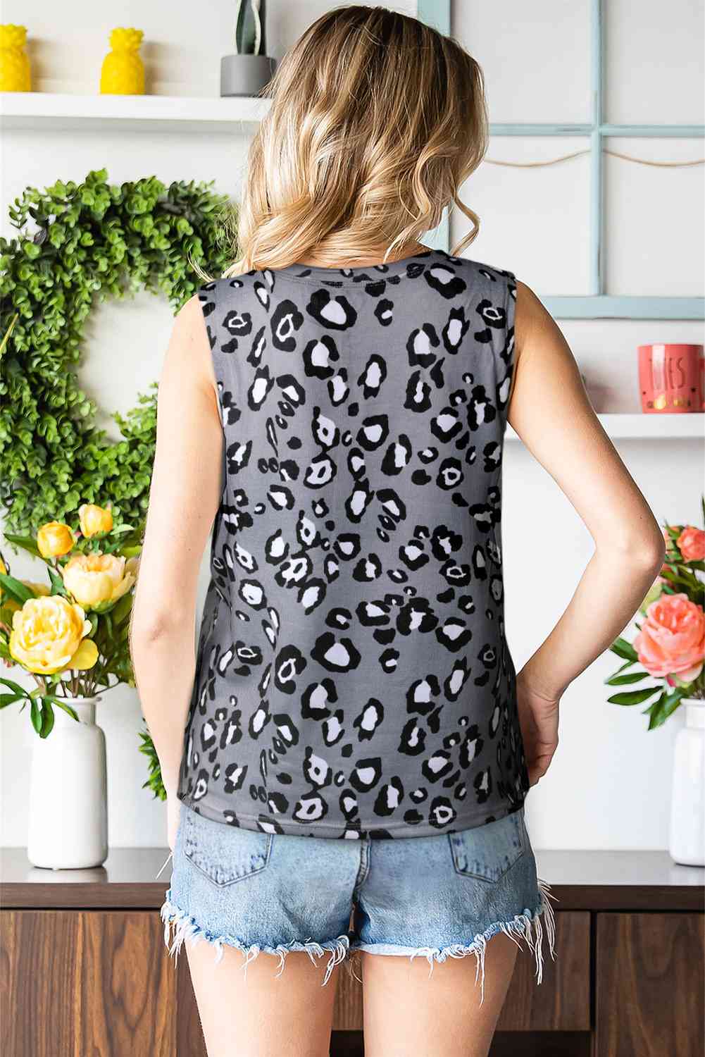 Leopard Round Neck Tank