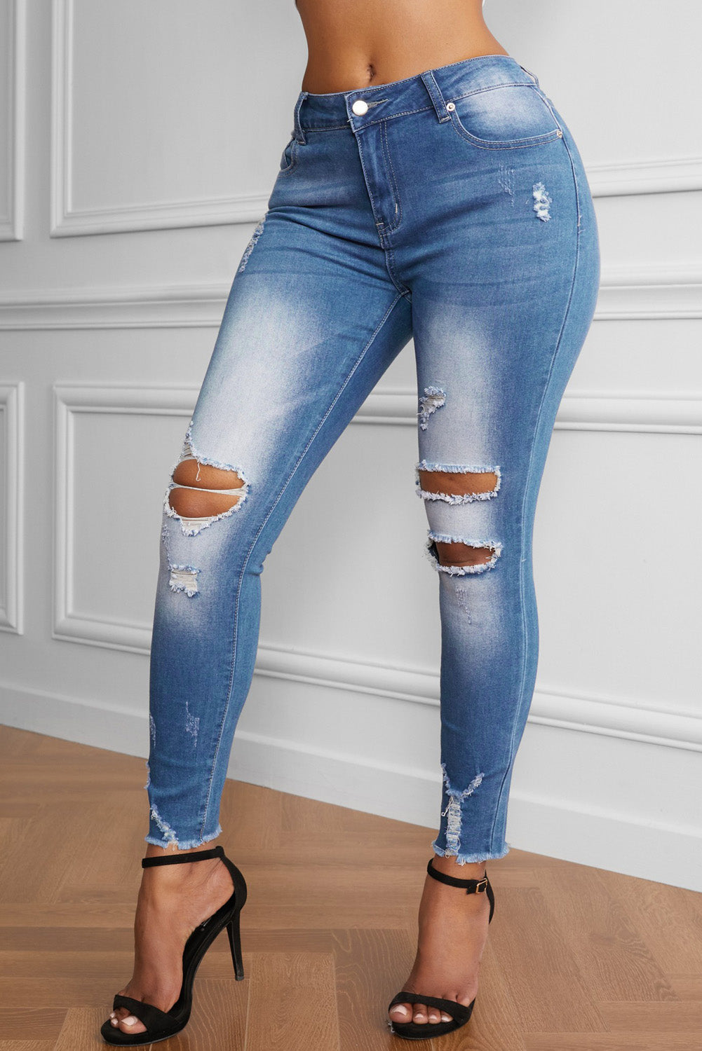 Baeful Faded Mid High Rise Jeans