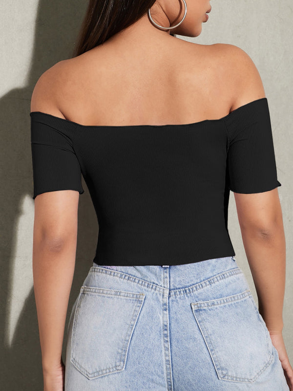 Women's Solid Color Off-the-shoulder Ruched Crop Top